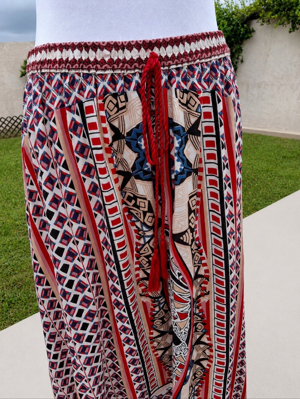 Mix Nouveau Boho Southwestern Tribal Print A-line Maxi Skirt Women Size Large - Picture 12 of 16